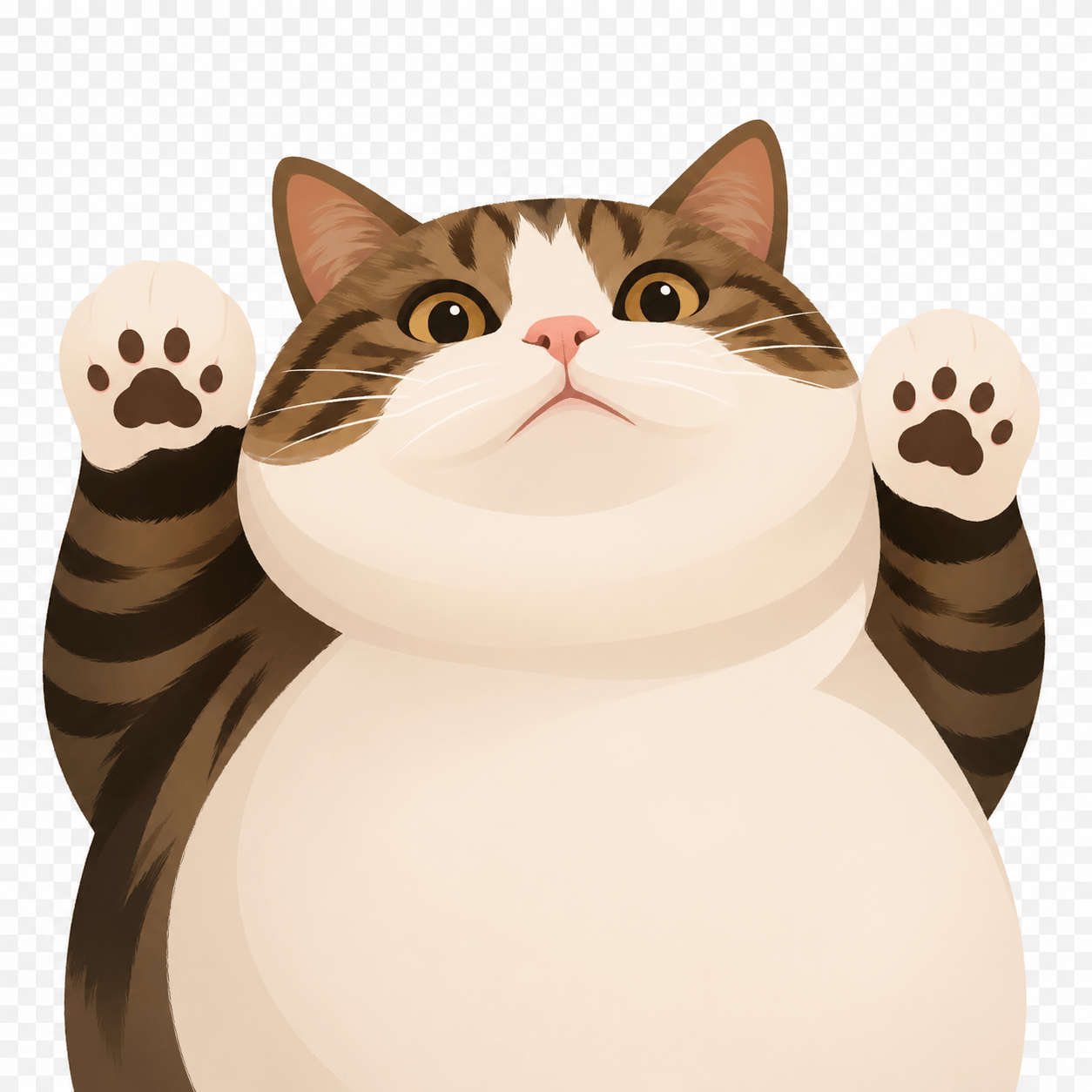 Tabby cat with paws up